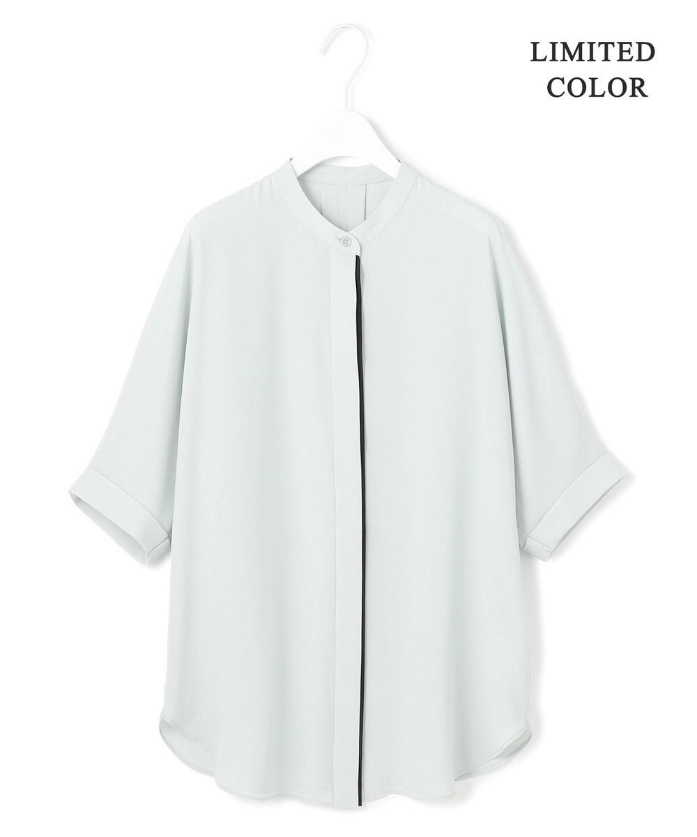 ICB L 【先行予約・WEB限定カラーあり】BackSatinAmunzen 5分袖バンドカラーブラウス 