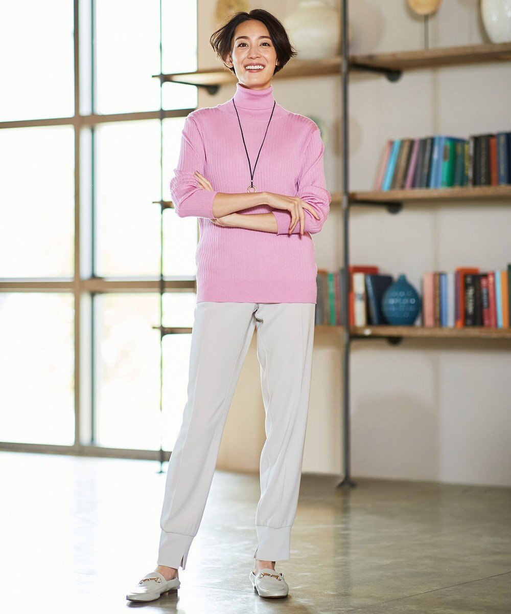 自由区 L 【洗える】カシミヤシルクブレンド タートルネックニット (検索番号:JJ47) 