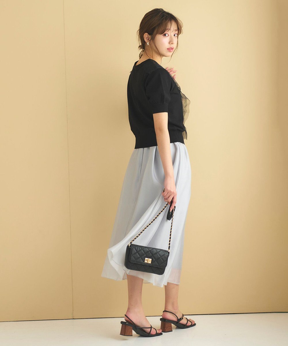 Feroux 【ご好評につき今季も登場！】チュールコンビパフスリーブ ニット 