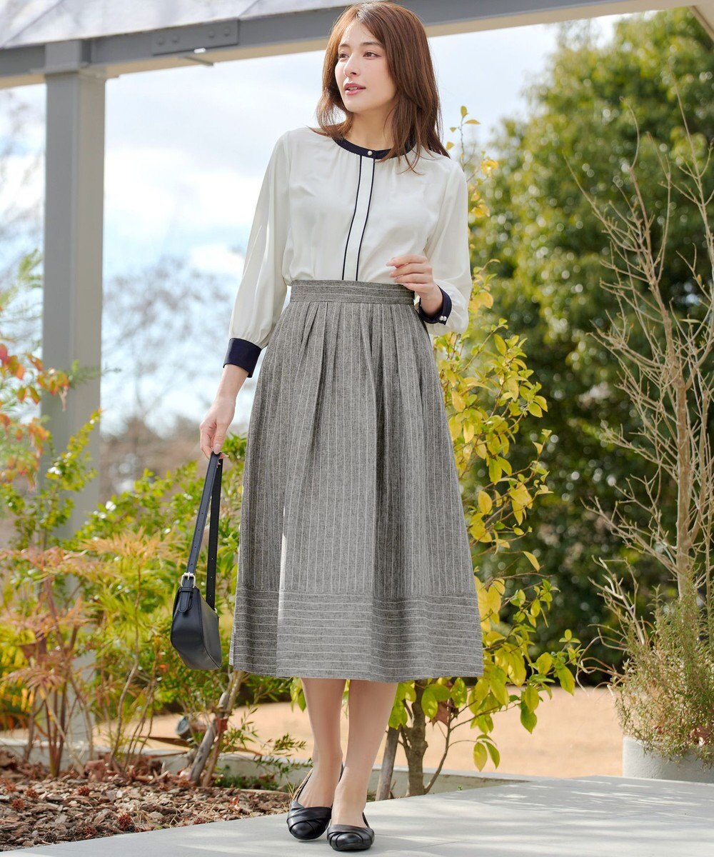 Tiaclasse 【新色追加・選べる丈】麻調タックフレアスカート 
