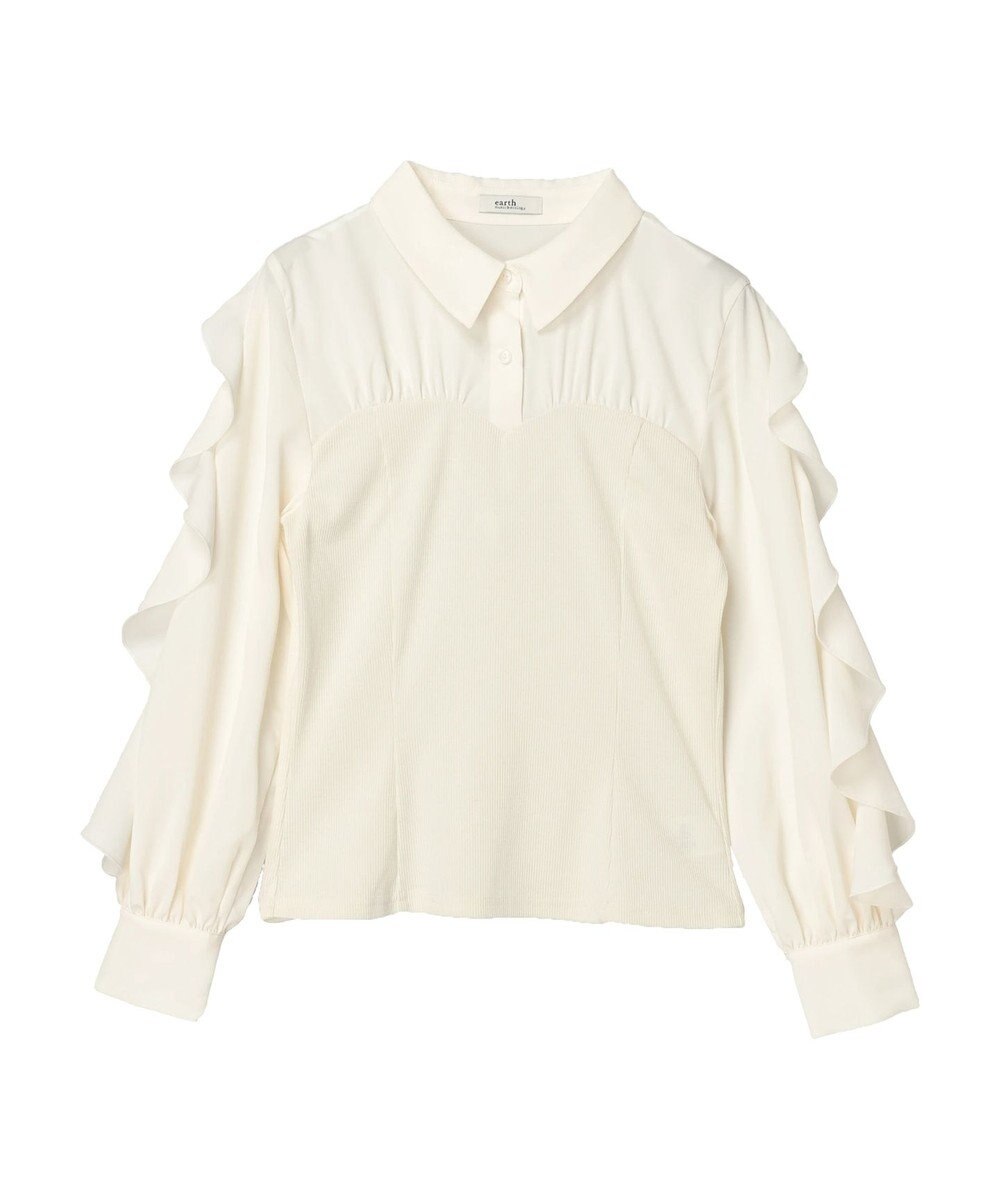 earth music&ecology ドッキングフリルシャツ見えプルオーバー 