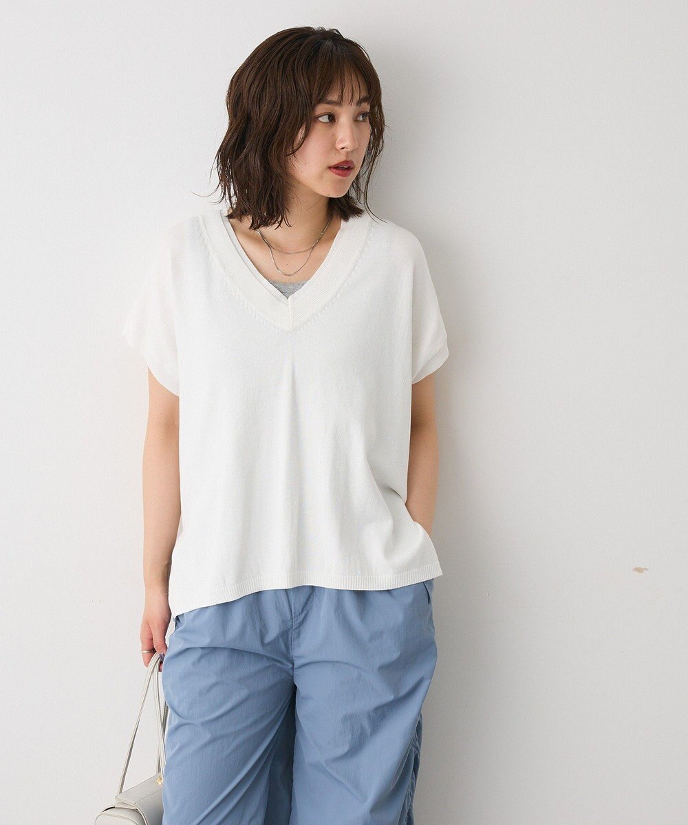 CRAFT STANDARD BOUTIQUE バックギャザーＶネックニットベスト 