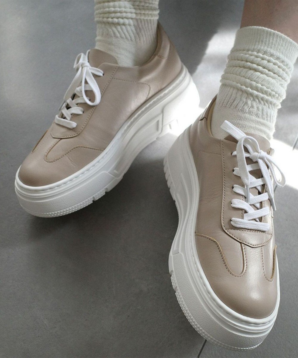 Pointer 日本製 本革ボリューム厚底スニーカー 