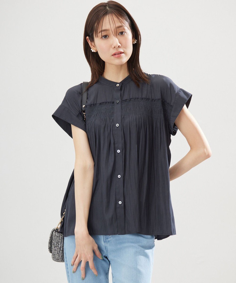 組曲 L ギャザーライトデシンシャーリング ブラウス 