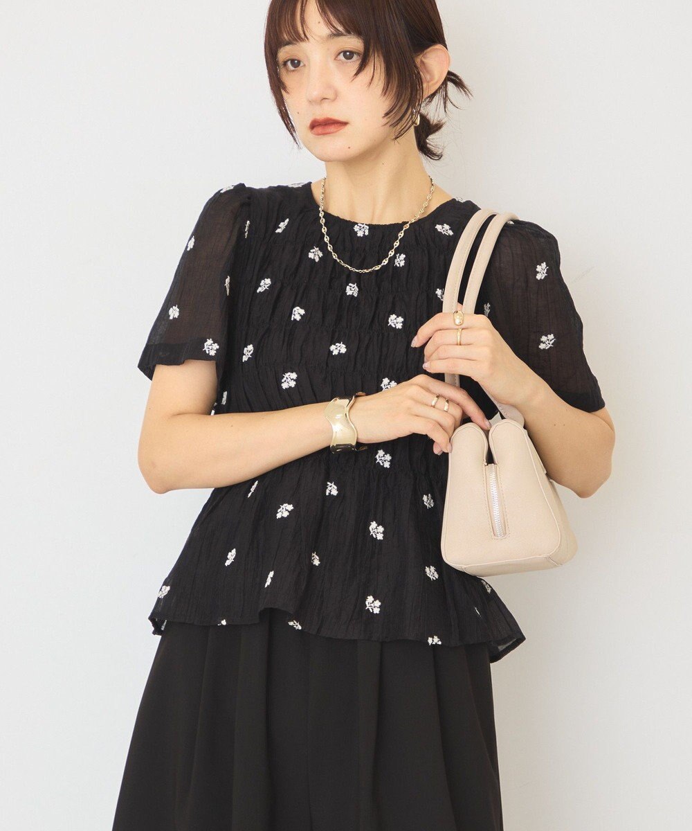 AMERICAN HOLIC 花柄刺繍シャーリングブラウス 
