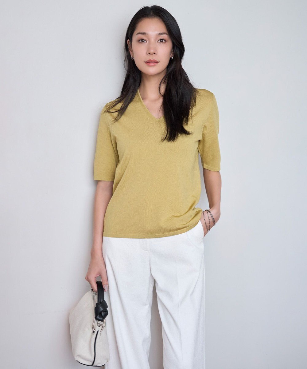 ICB 【洗える】シンセティックハイゲージ 半袖ニット 