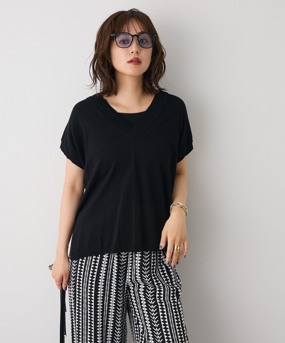 CRAFT STANDARD BOUTIQUE バックギャザーＶネックニットベスト 