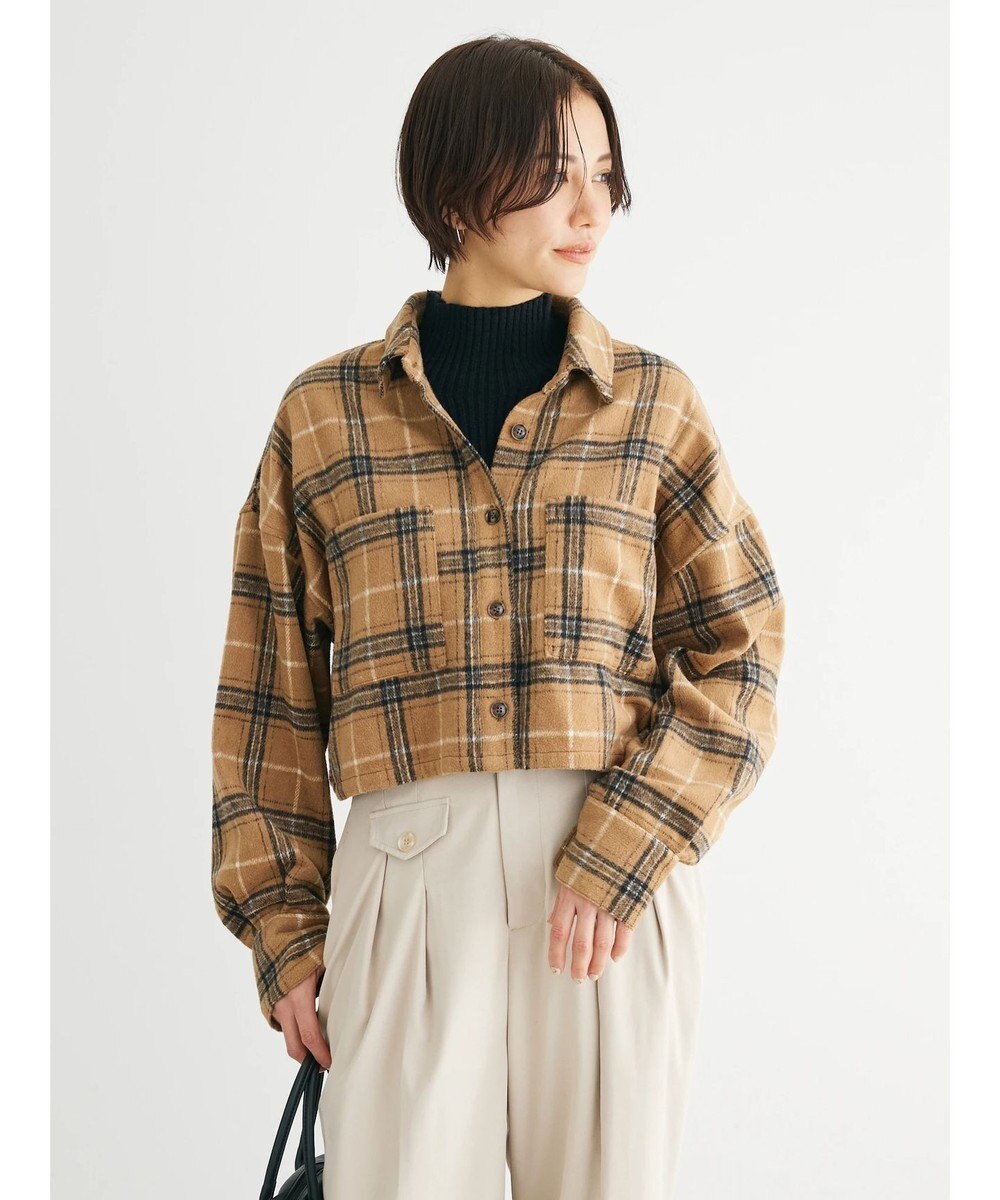 Green Parks ・ＥＬＥＮＣＡＲＥ　ＤＵＥ　シャギーチェックショートシャツ 