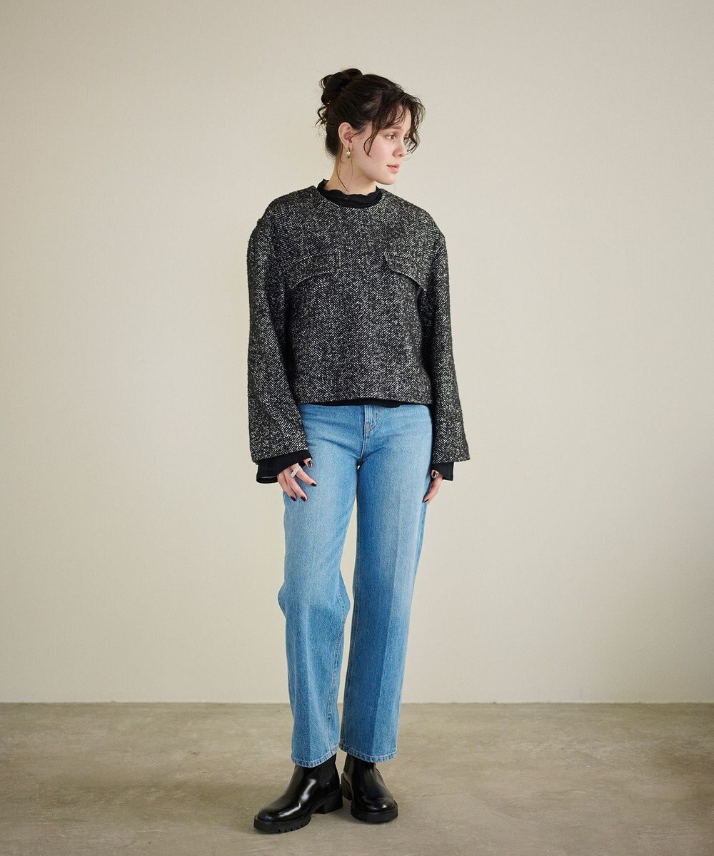 #Newans 【セットアップ可能】ワイドスリーブツイードプルオーバー 