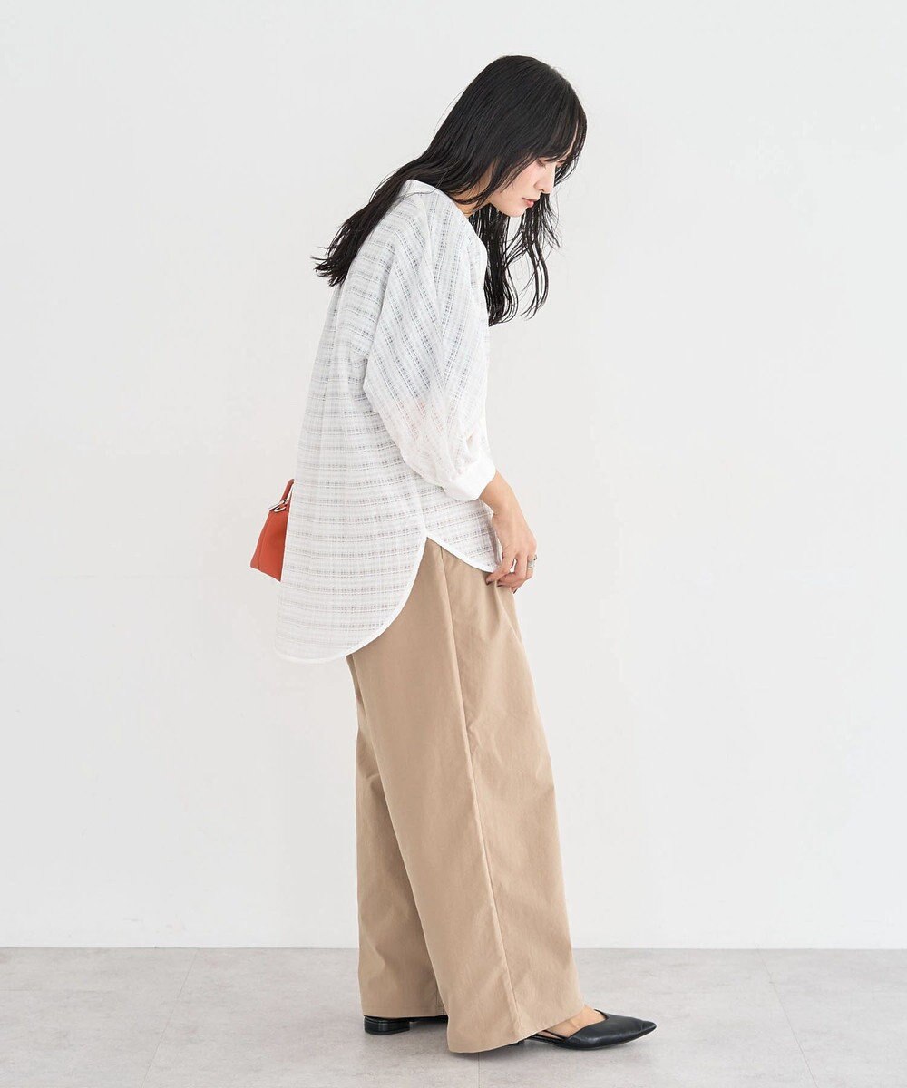 Green Parks シアーチェック７分袖シャツ 