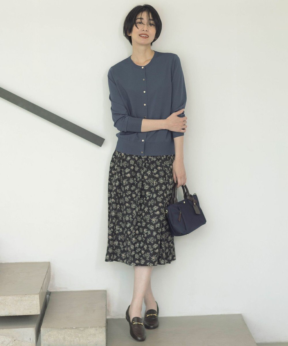 J.PRESS LADIES L 【WEB限定・洗える】ラインフラワープリント タック スカート 