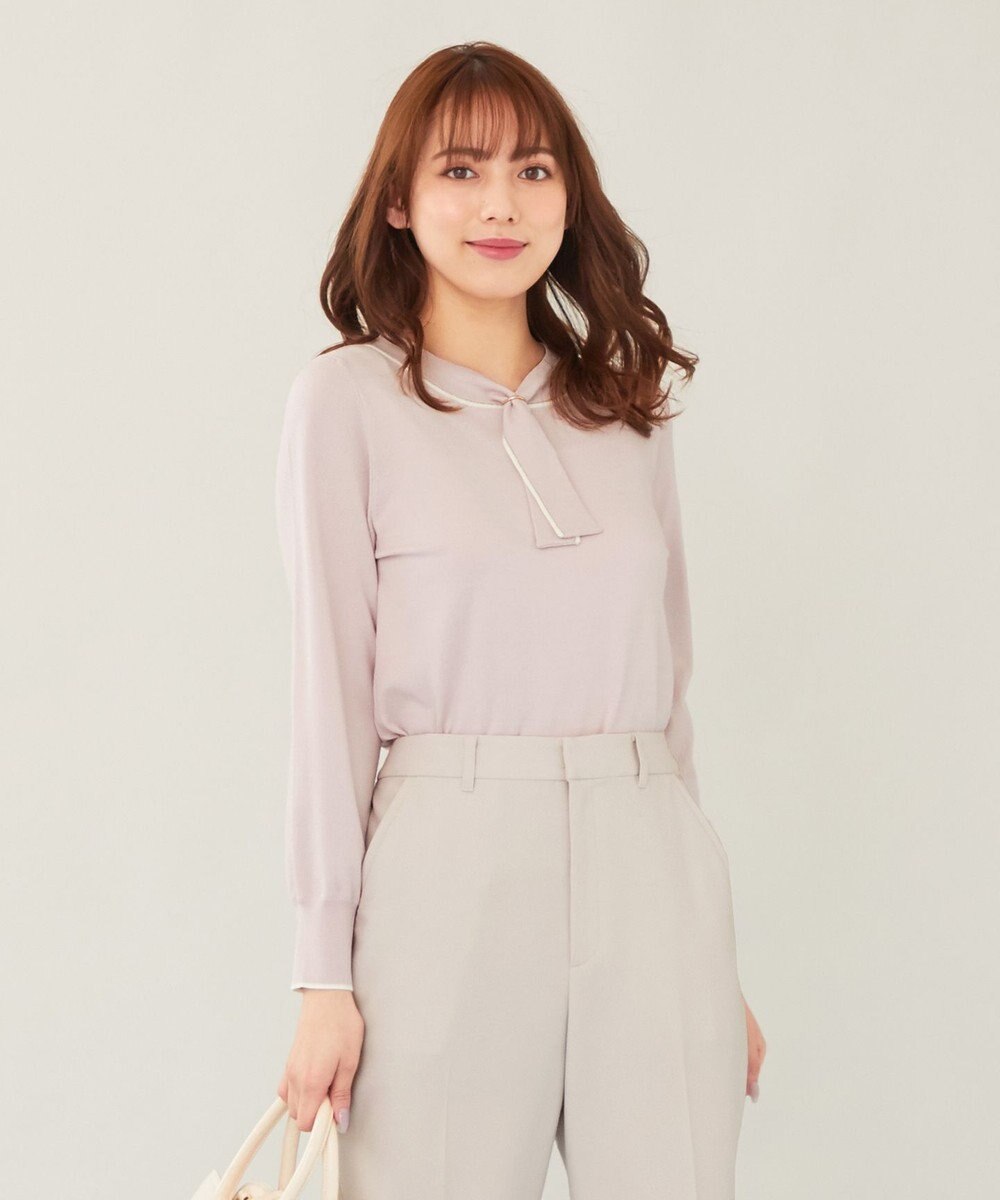 ANY SIS 【洗える】スムースボウタイ ニット 