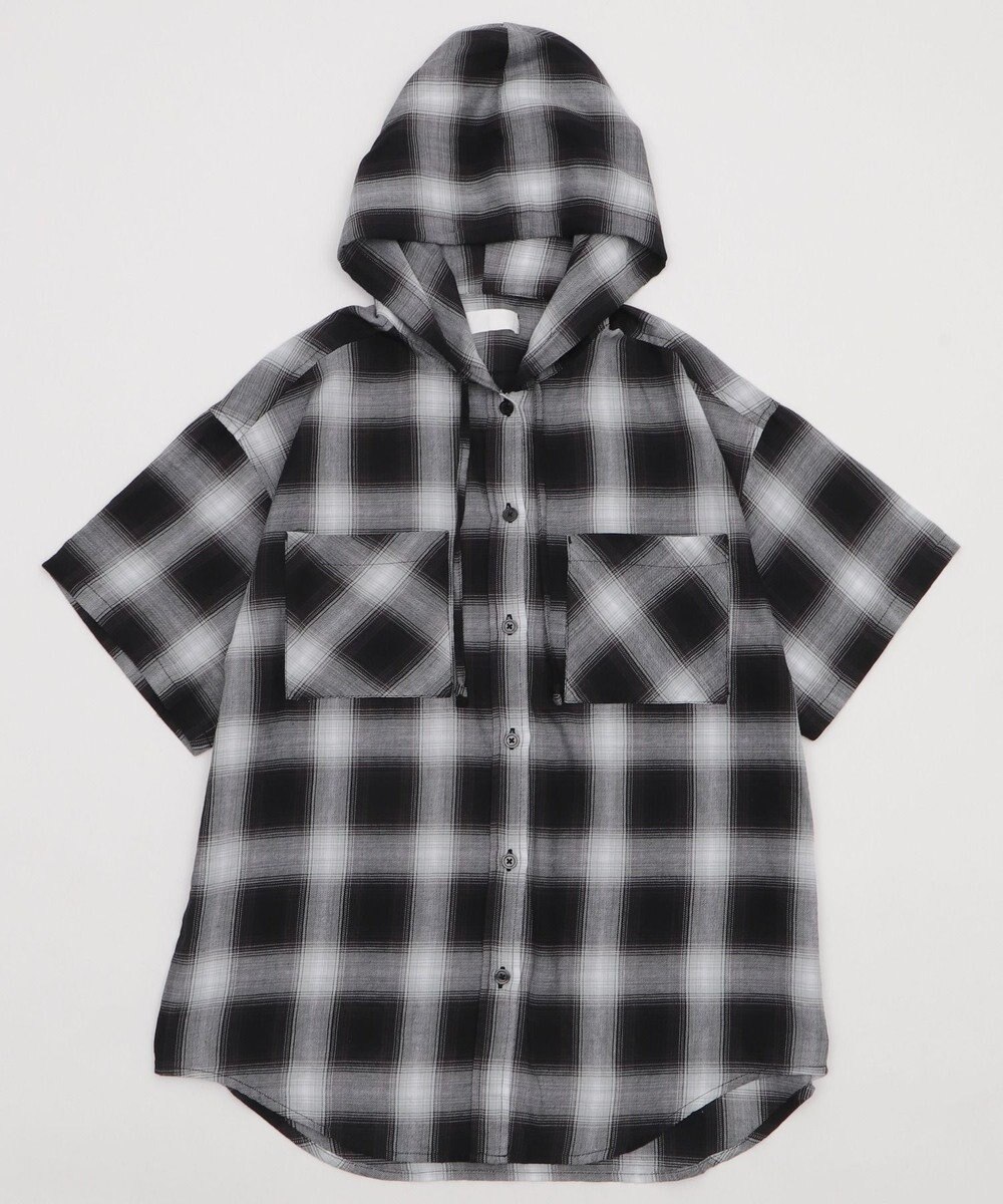 WEGO フードチェックBIGシャツ（S） 