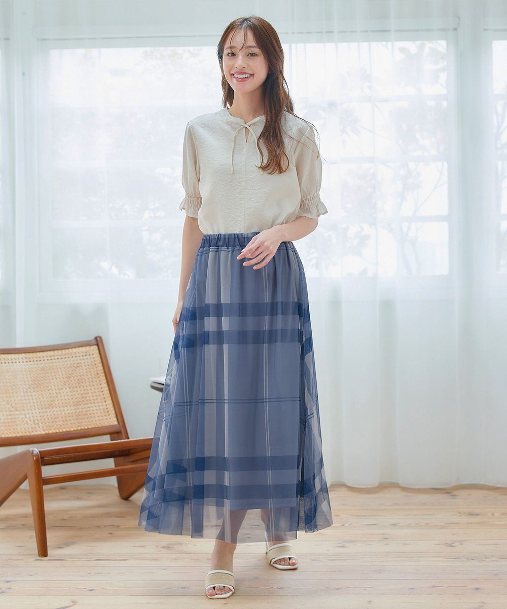 Tiaclasse 【小倉優子さん着用】チュールレースチェックスカート 