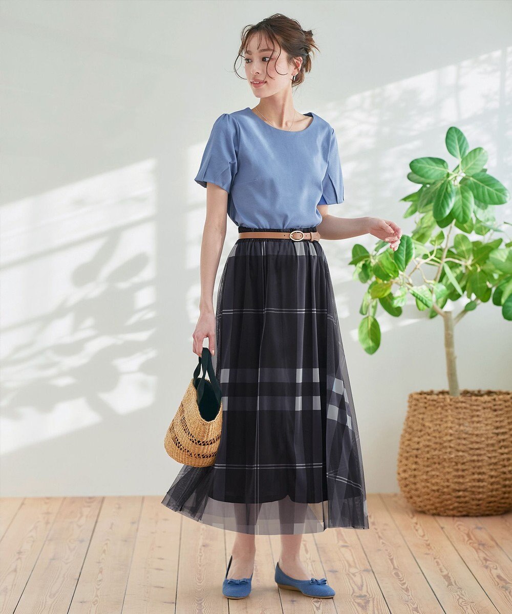 Tiaclasse 【小倉優子さん着用】チュールレースチェックスカート 