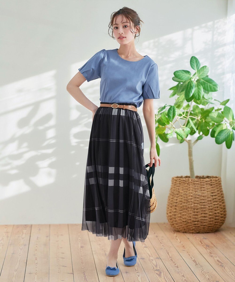 Tiaclasse 【小倉優子さん着用】チュールレースチェックスカート 