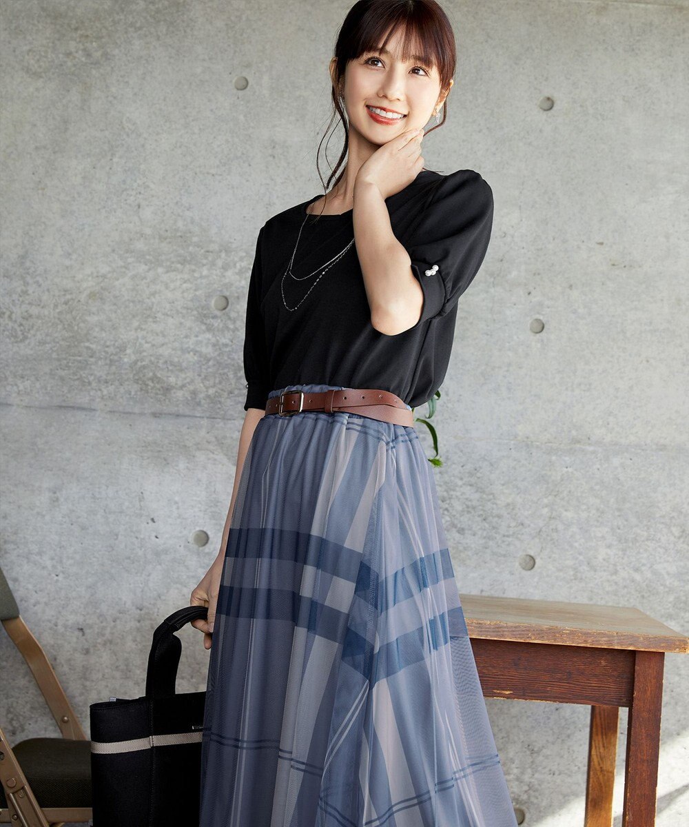 Tiaclasse 【小倉優子さん着用】チュールレースチェックスカート 