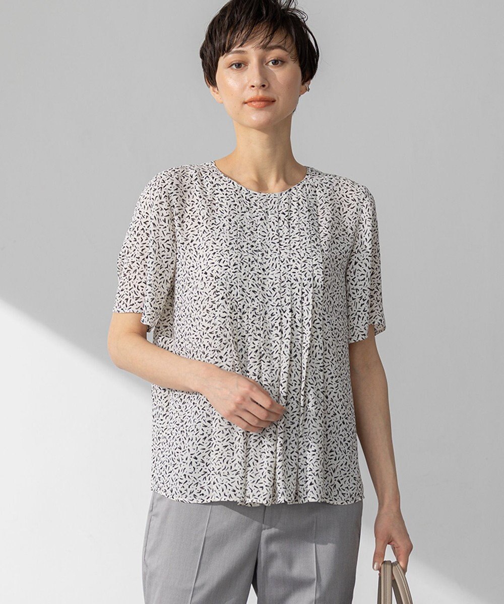 23区 【接触冷感/吸水速乾】ペインティングプリント ブラウス 