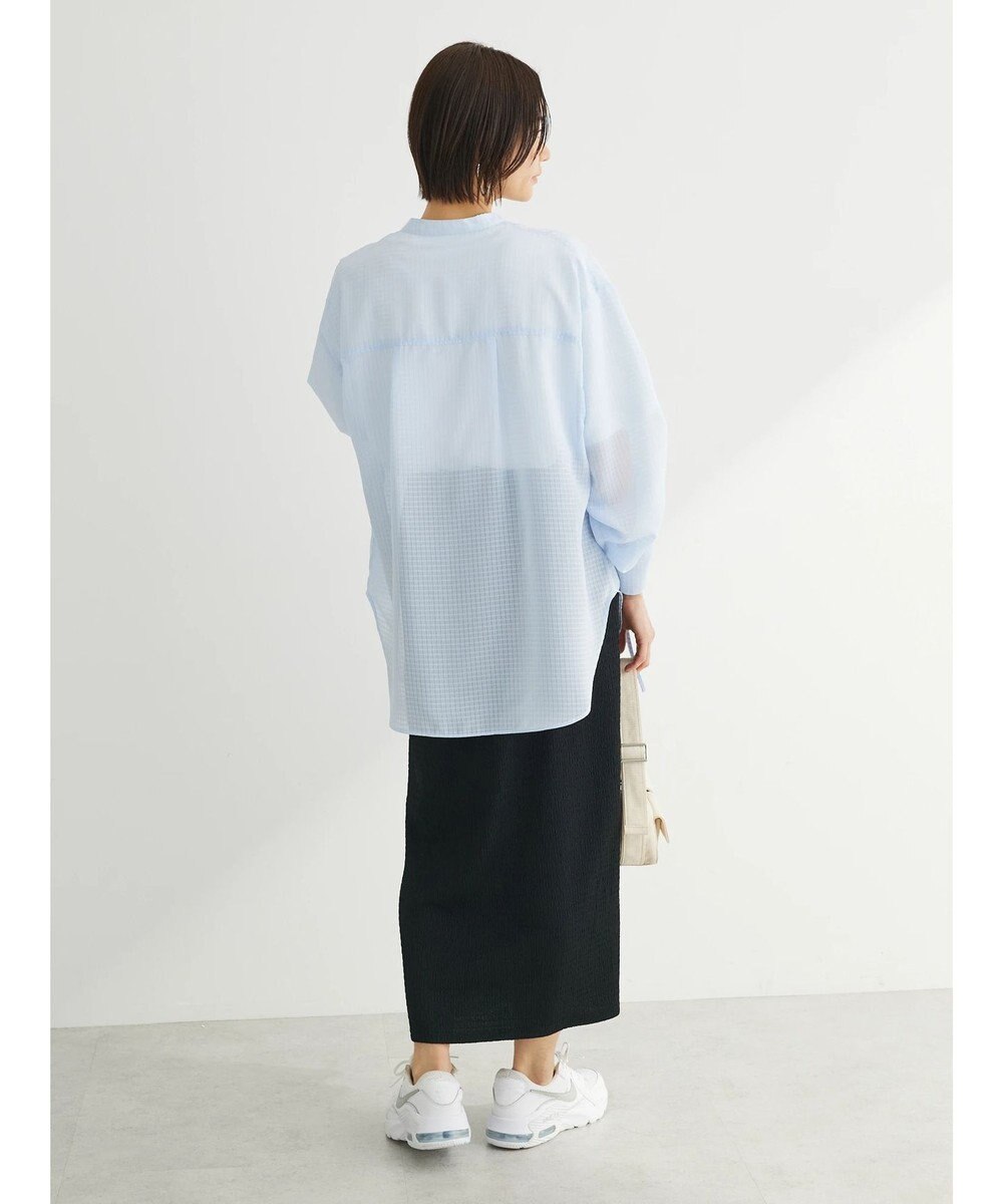 Green Parks シアーチェック袖ドロストシャツチュニック 