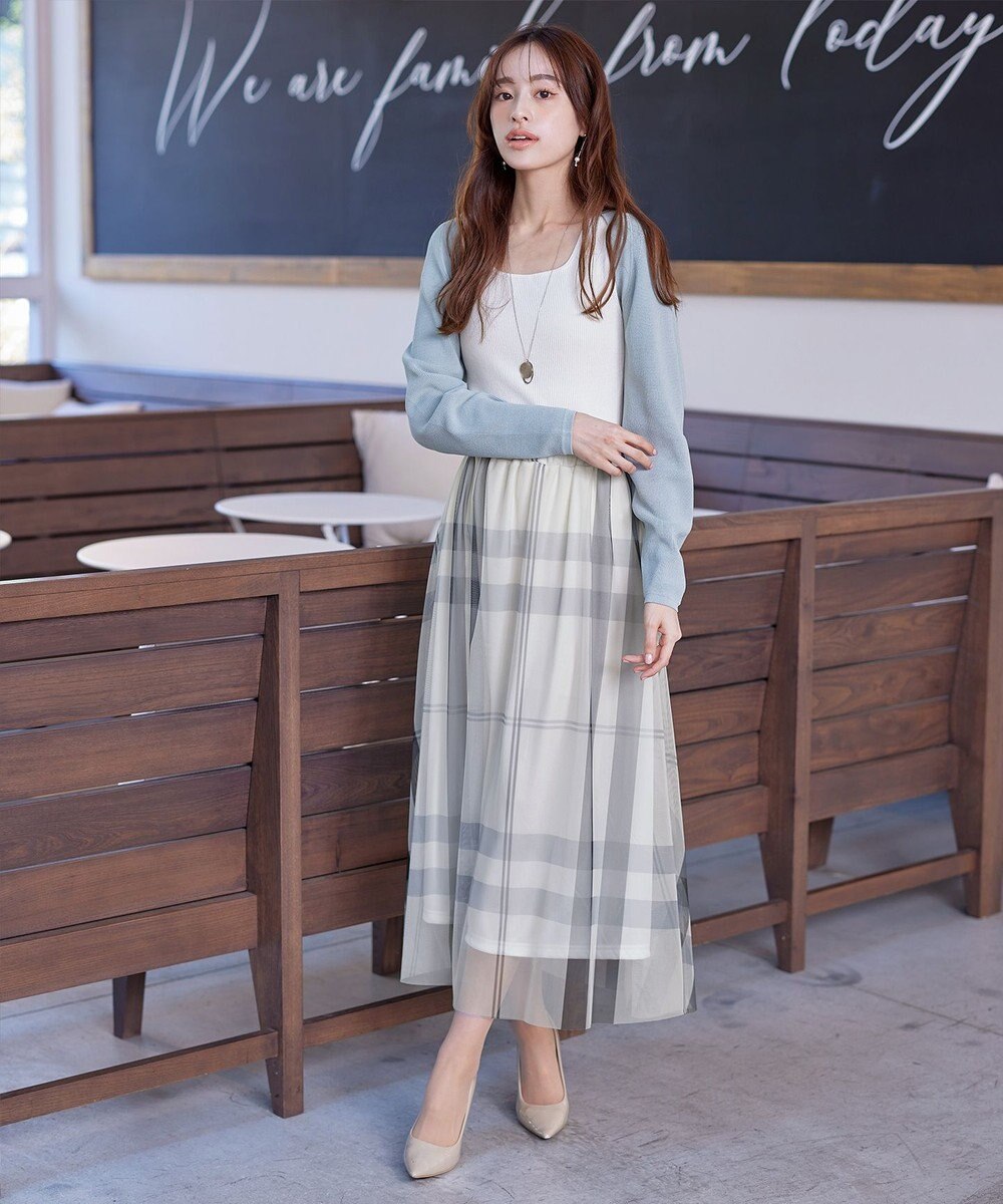 Tiaclasse 【小倉優子さん着用】チュールレースチェックスカート 