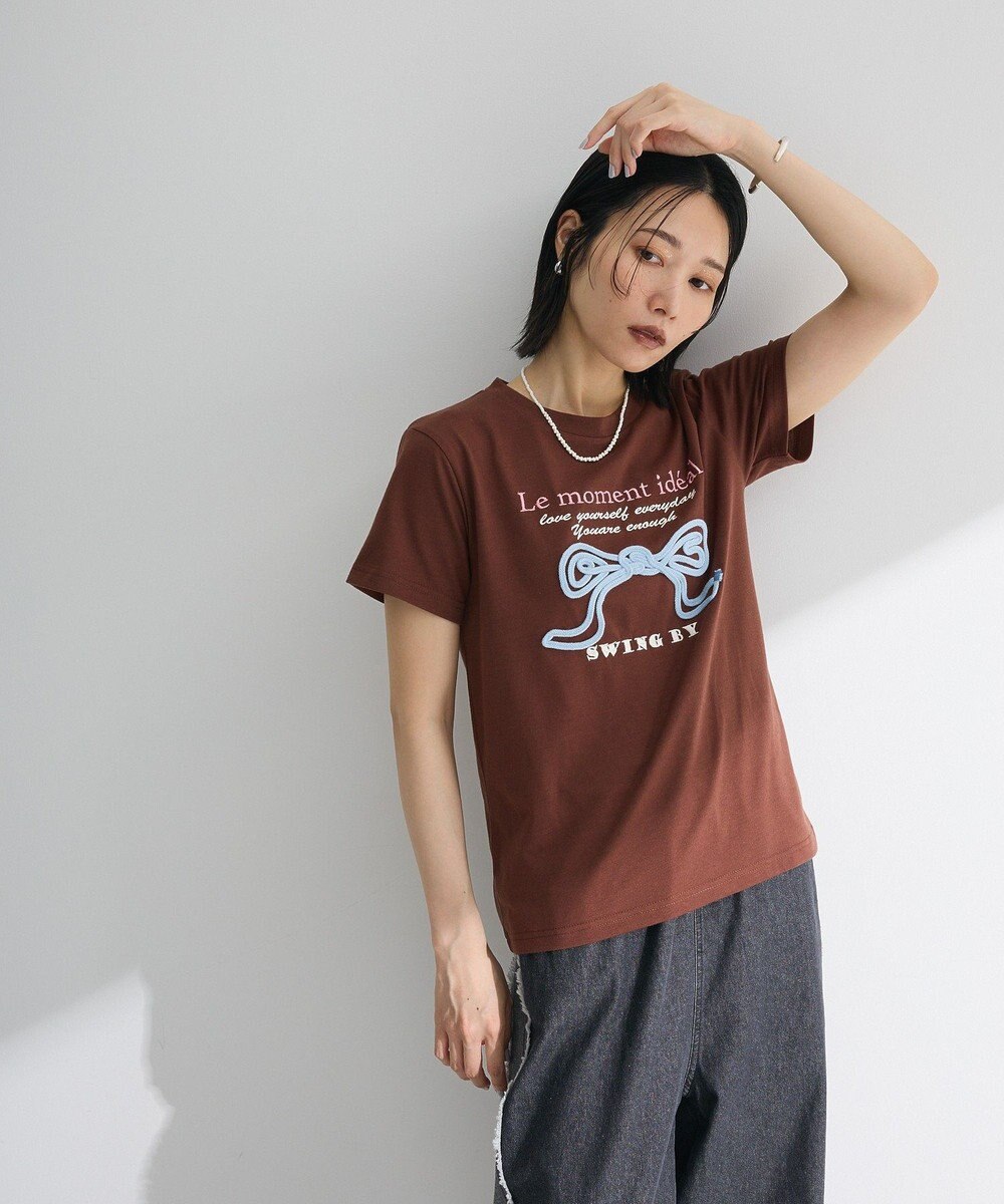 Green Parks ・ｓｗｉｎｇ　ｂｙ　リボンモチーフコード刺繍ＴＥＥ 