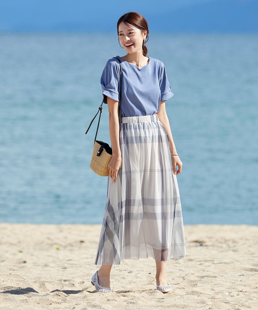 Tiaclasse 【小倉優子さん着用】チュールレースチェックスカート 