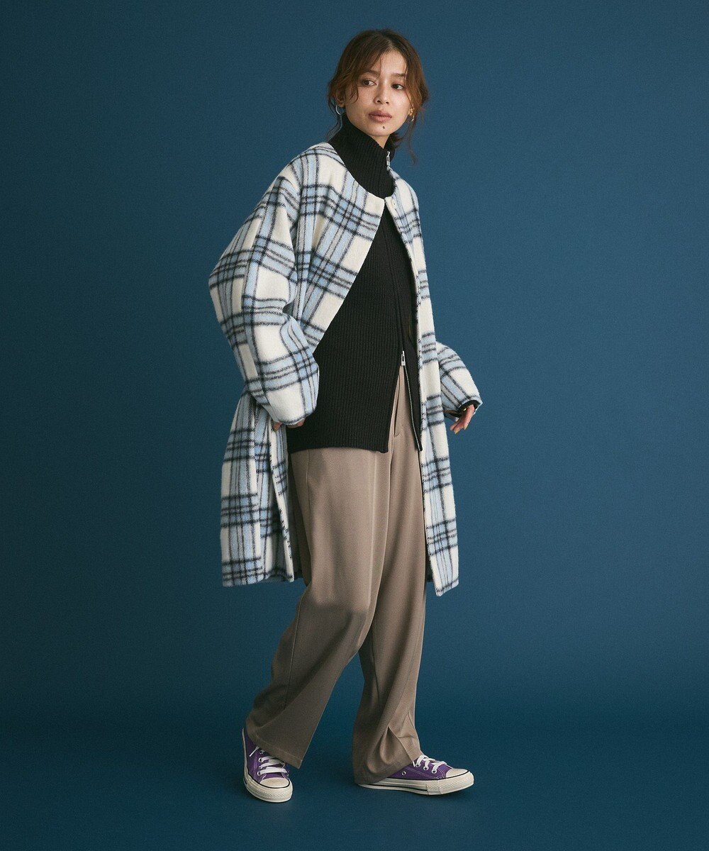 Green Parks シャギーノーカラーコート 