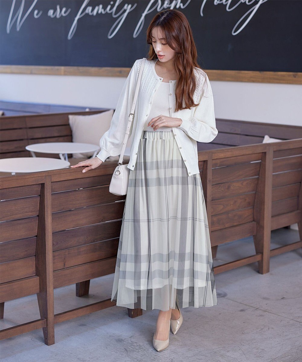 Tiaclasse 【小倉優子さん着用】チュールレースチェックスカート 