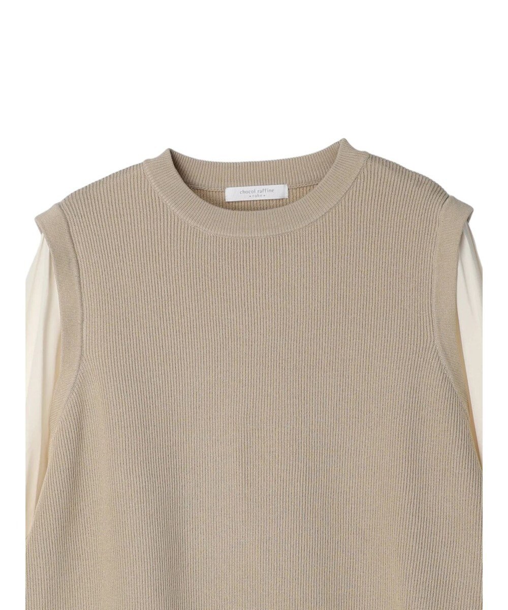 Green Parks とろみ布帛ドッキングニットチュニック 