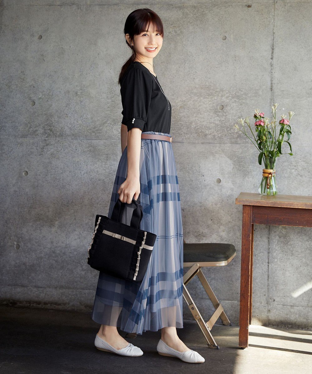 Tiaclasse 【小倉優子さん着用】チュールレースチェックスカート 