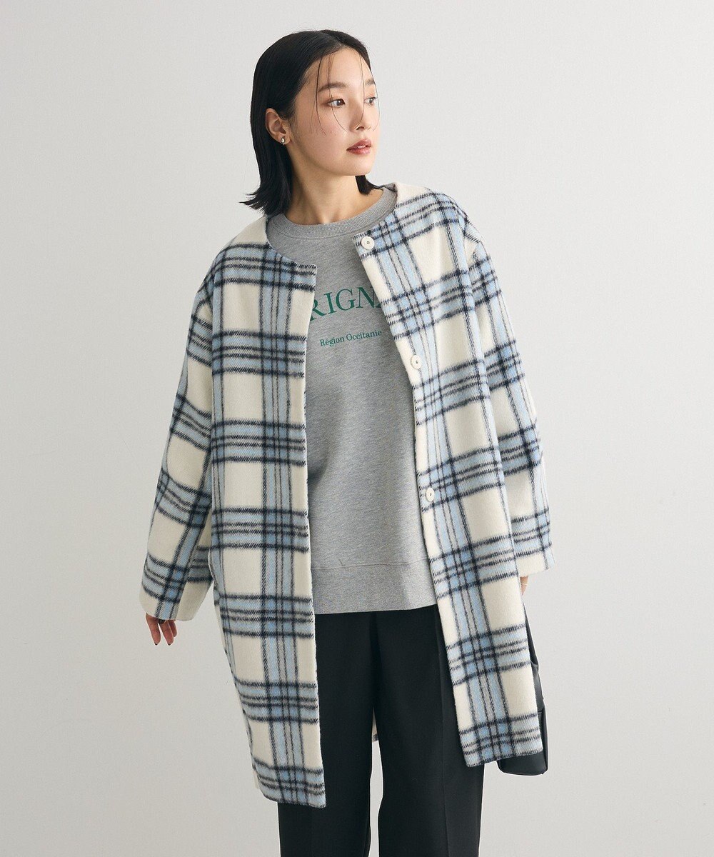 Green Parks シャギーノーカラーコート 