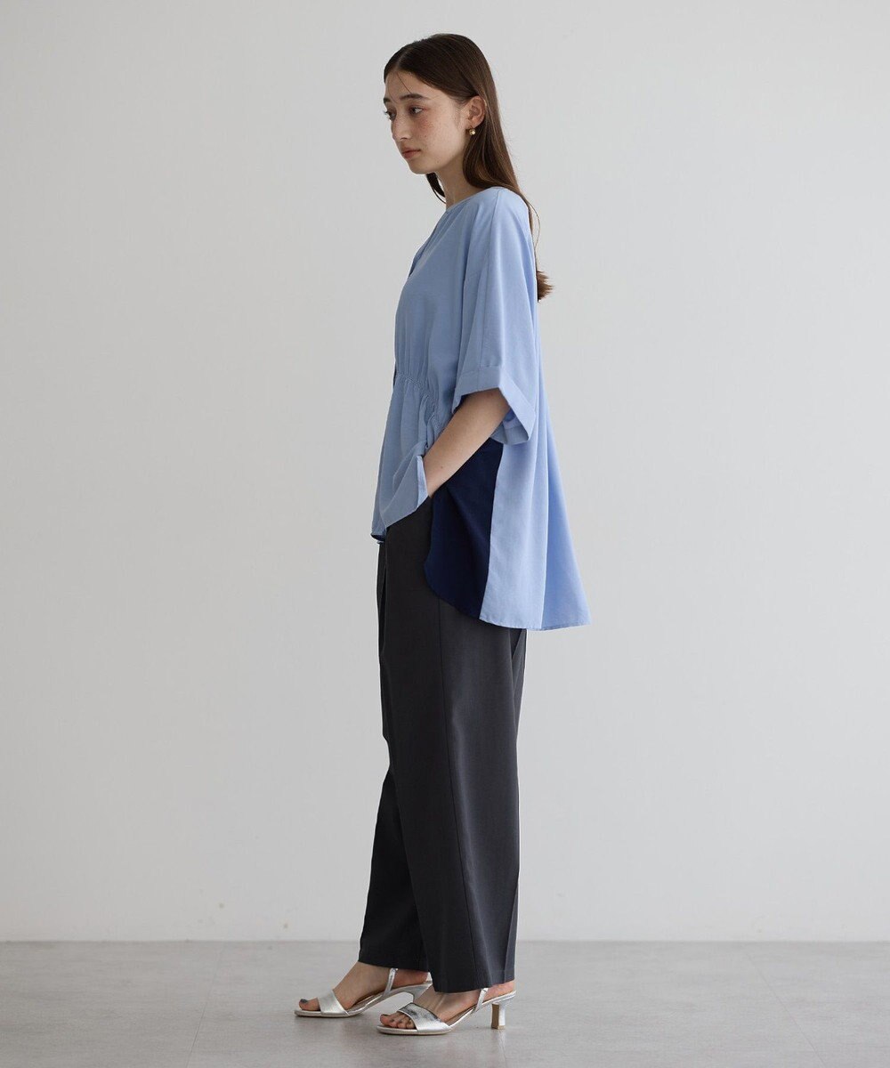 YECCA VECCA ギャザーデザイン配色シャツ 