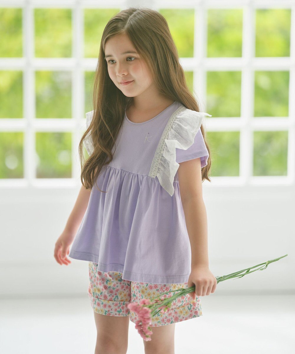 組曲 KIDS 【110-140cm】ラッフルレースフリル Tシャツ 