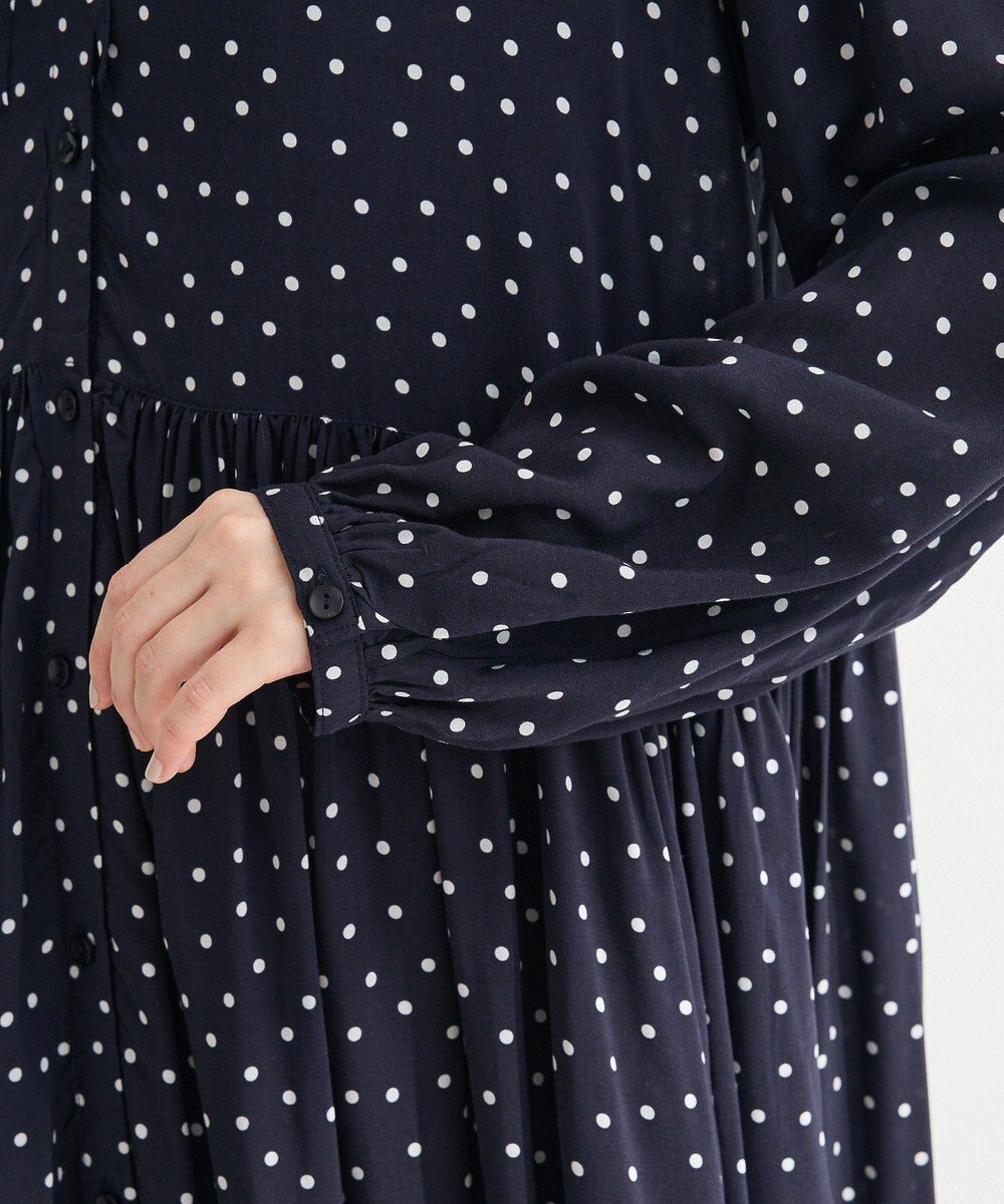 Green Parks スキッパーギャザーワンピース 