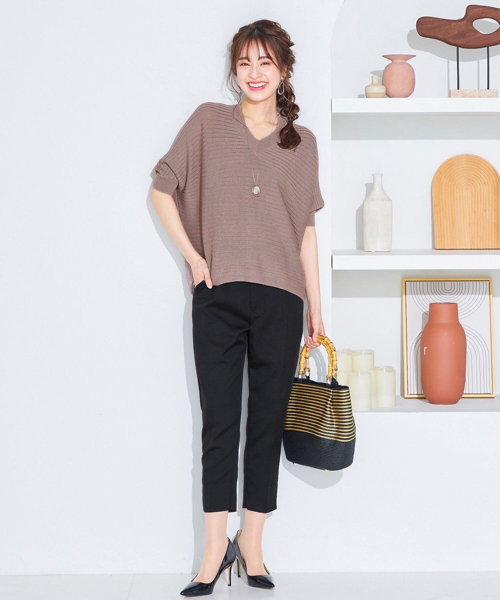 Tiaclasse 【洗える】美脚効果の高いスリットテーパードパンツ 