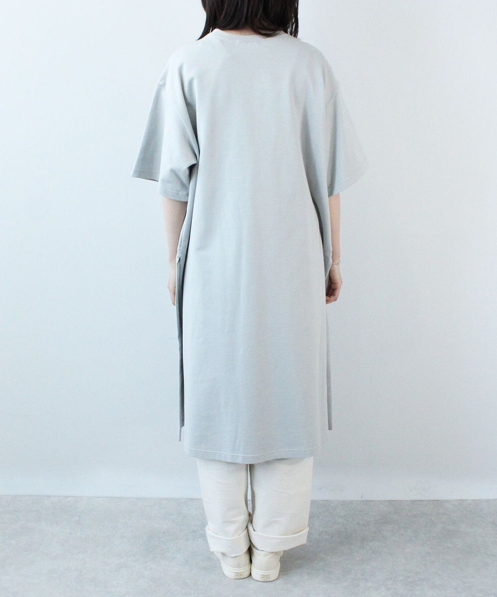 WHITE MAILS HIGH GAUGE URAKE HAIF SLEEVE SIDE SLIT ロングワンピース 