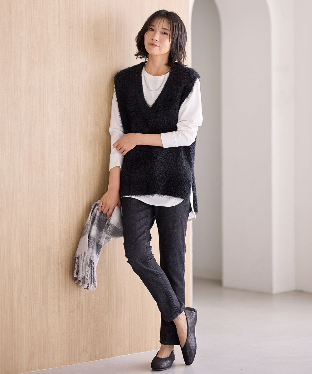 ANY L 【洗濯機可】フェザーニットベスト 