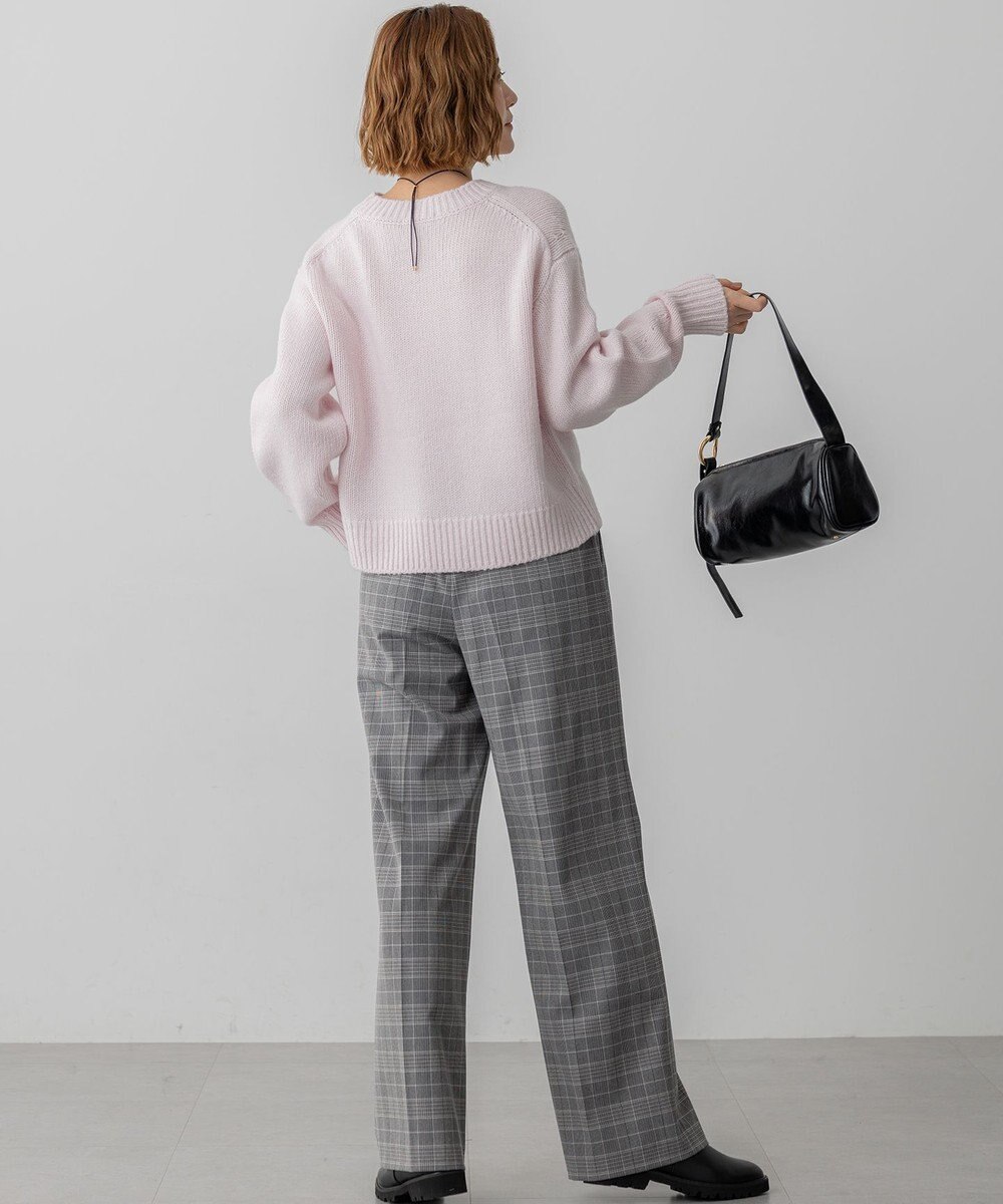 23区 【洗える】ウォームストレッチ チェック ワイド パンツ 
