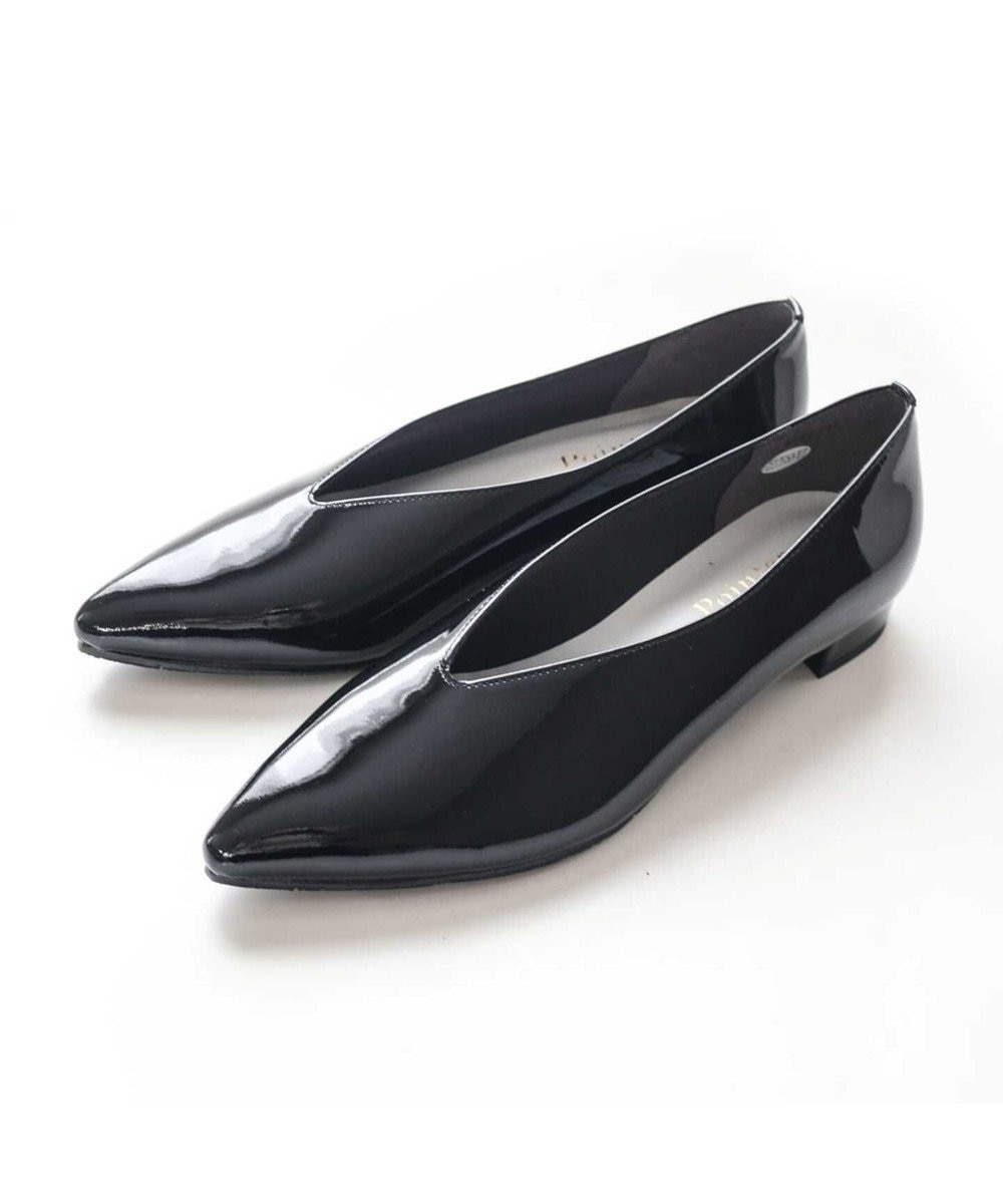 Pointer 日本製 本革 生活防水機能付きVカットパンプス 