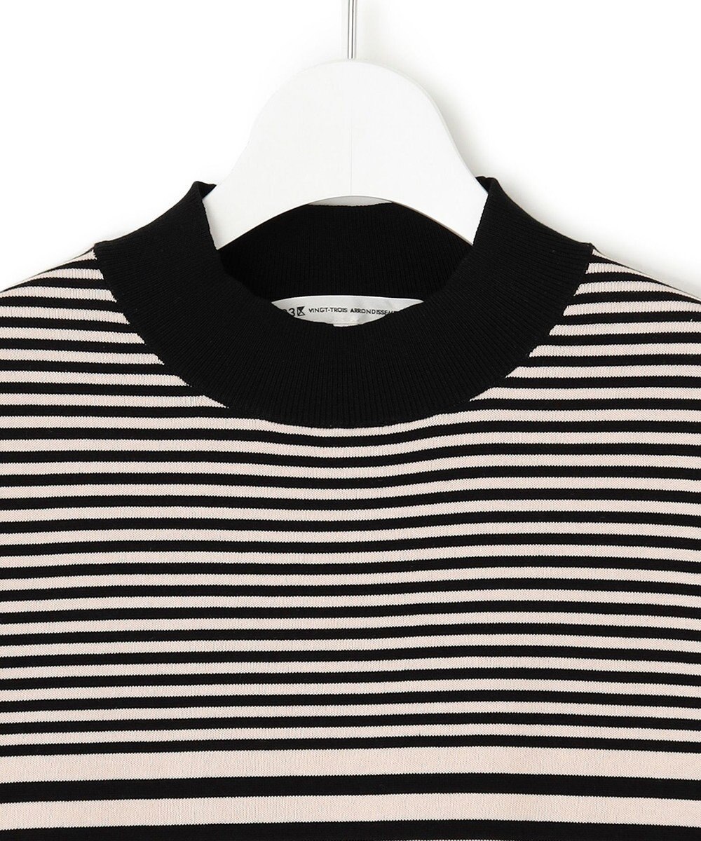 23区 【洗える】プレミアムビオコットン 半袖 ボーダー ニット 