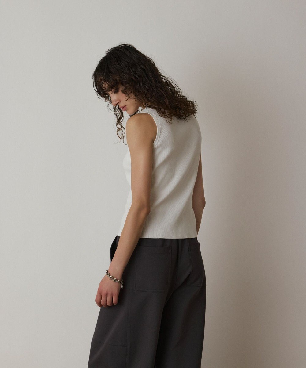 GRACE CONTINENTAL Uネックリブニットトップ 