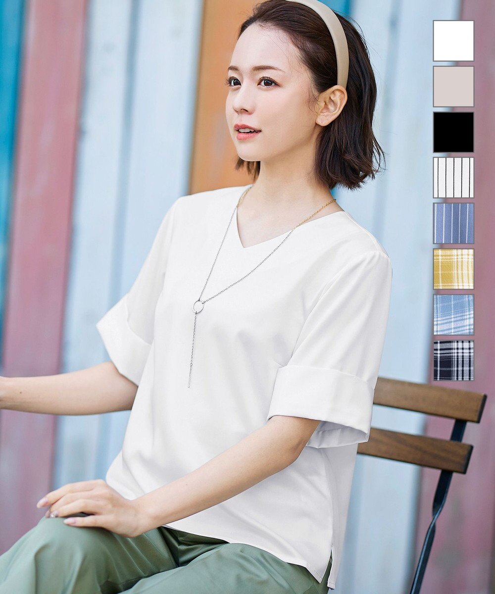 Tiaclasse L 【洗える】ゆったりシルエットの幅広カフスブラウス 