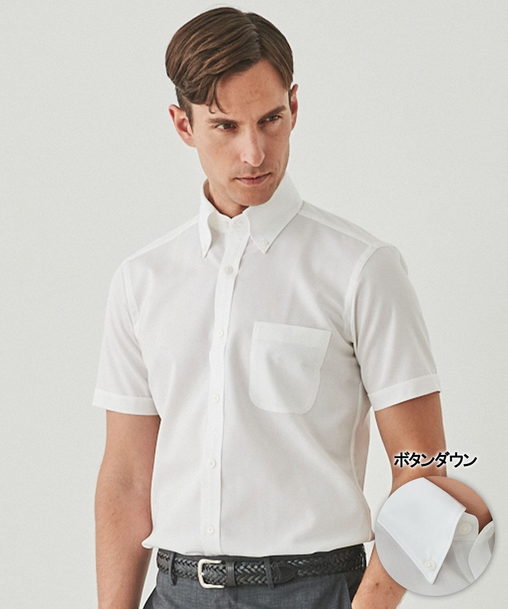 GOTAIRIKU 春夏向け【形態安定】SUMMERPREMIUMPLEATS_ボタンダウンカラー 半袖ドレスシャツ(25年モデル) 