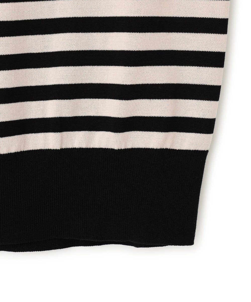 23区 L 【洗える】プレミアムビオコットン 半袖 ボーダー ニット 