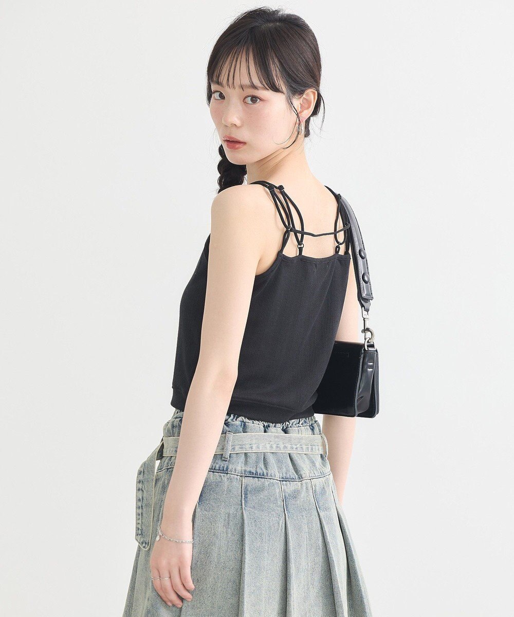 earth music&ecology ダブルストラップパターンメッシュキャミソール 