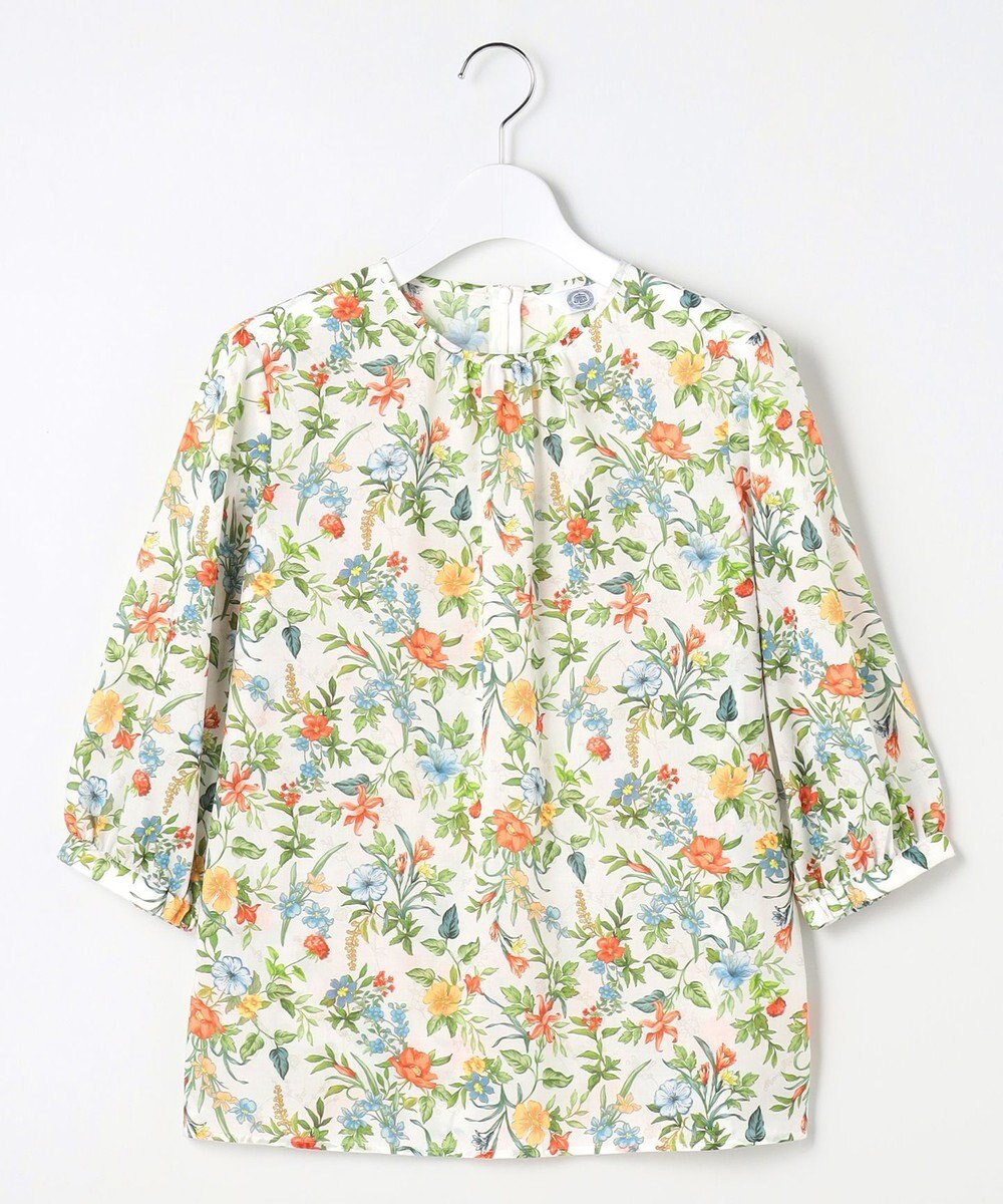 J.PRESS LADIES S スパンボタニカル プリント クルーネック ブラウス 