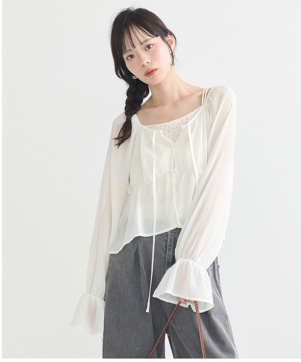 earth music&ecology ダブルストラップパターンメッシュキャミソール 