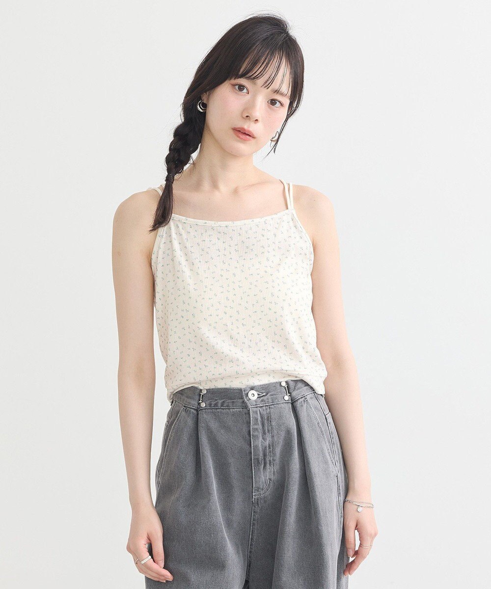 earth music&ecology ダブルストラップパターンメッシュキャミソール 