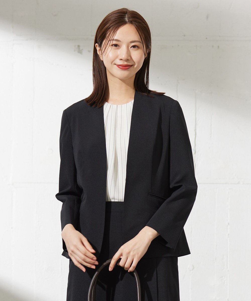 J.PRESS LADIES L 【セットアップ対応・洗える】DRYウーステッド ノーカラー ジャケット 