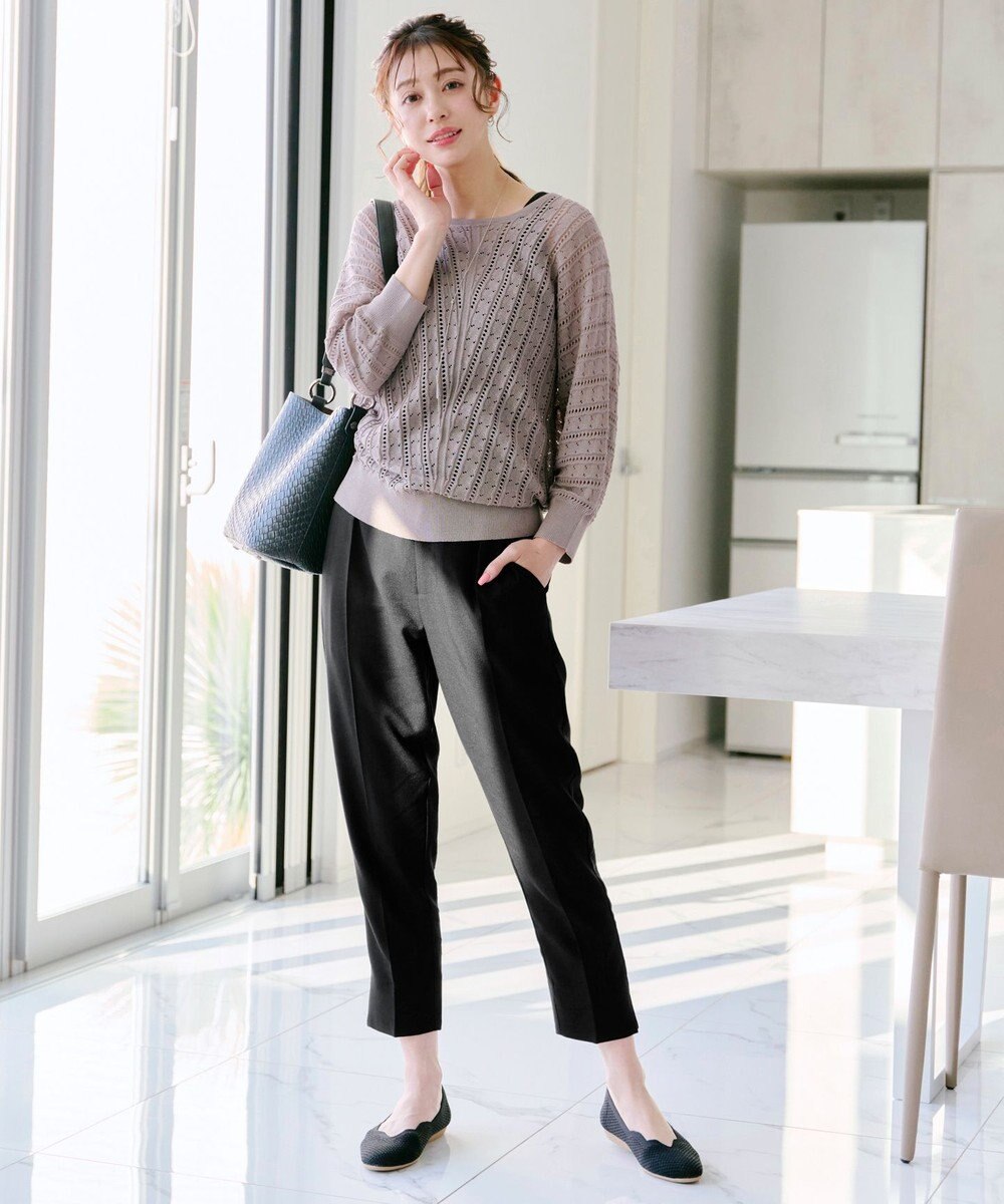 Tiaclasse 【洗える】麻調テーパードパンツ 